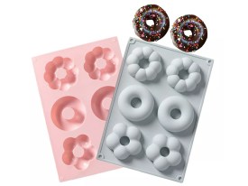 Molde silicona 6 donas flor decoradas